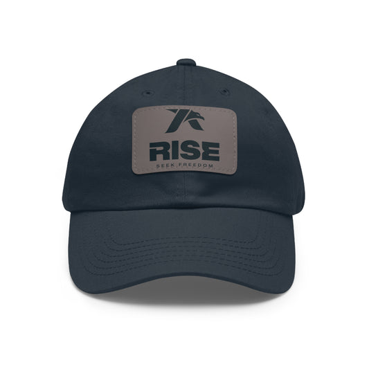 Rise Logo Leather Patch Dad Hat | Embroidered Patch Baseball Cap