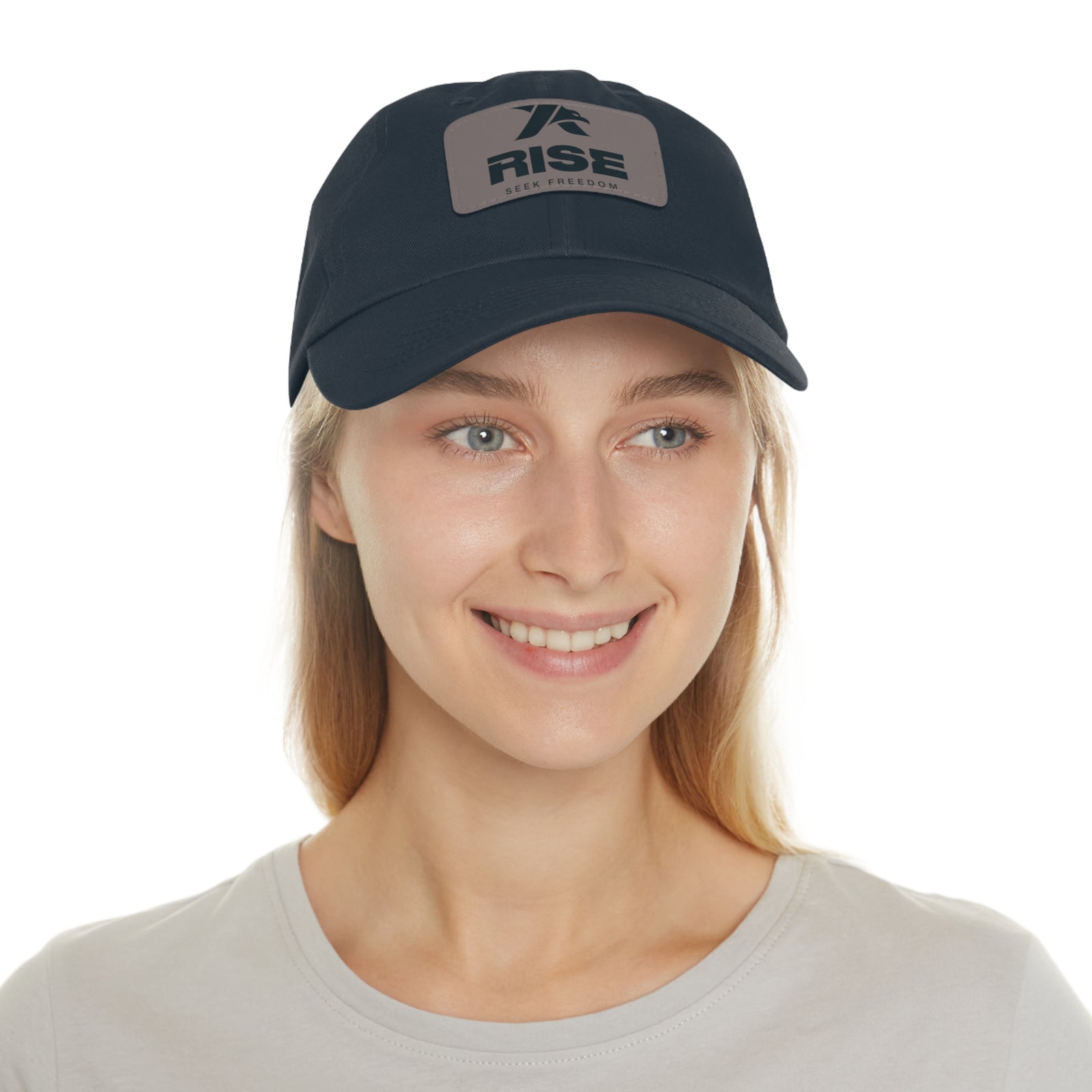 Rise Logo Leather Patch Dad Hat | Embroidered Patch Baseball Cap